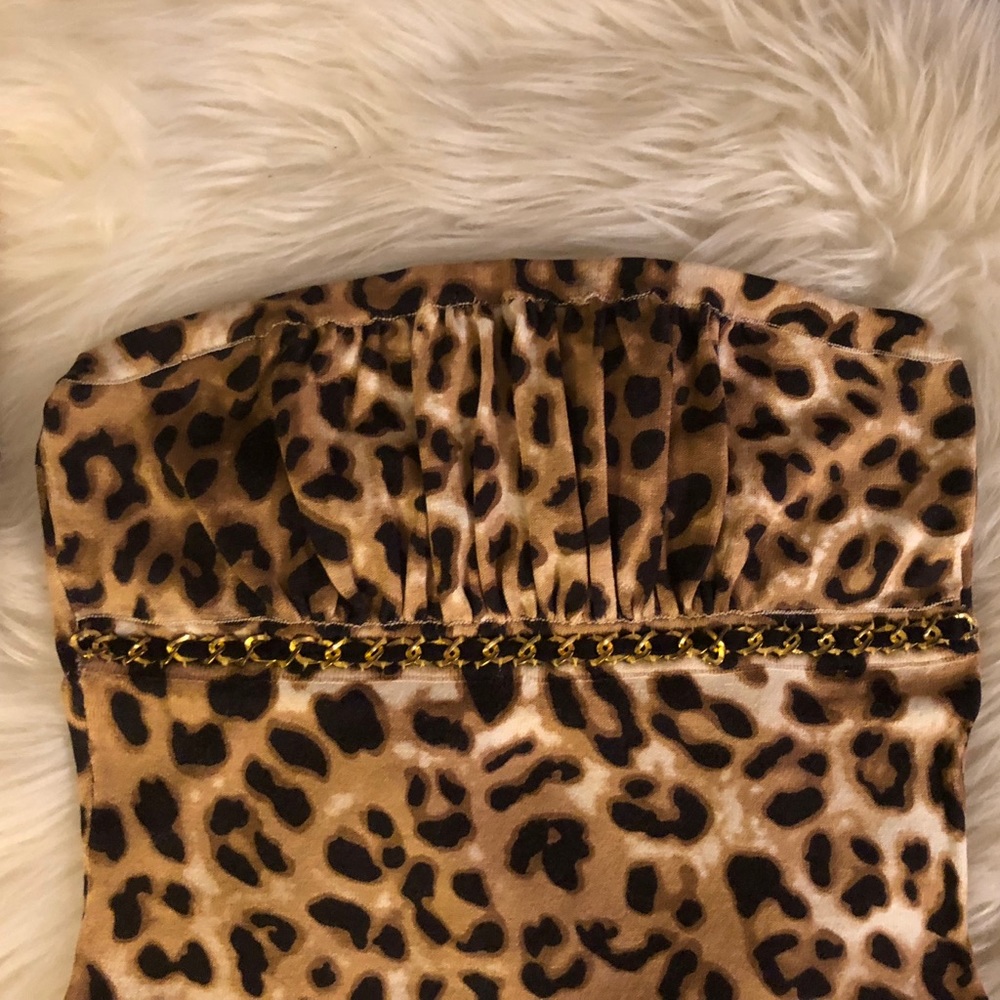🔥Sexy🔥Strapless GUESS Jeans Leopard Silk Dress - Picture 4 of 8